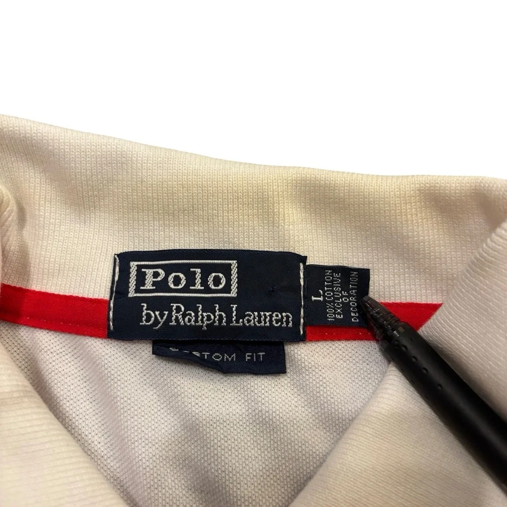 Polo Ralph Lauren Mens RL Racing Team Big Pony Polo Shirt White Red Large GBR 6